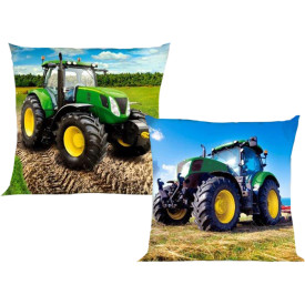 Poszewka dwustronna 40x40 Faro na poduszkę jaśka realistyczny wzór Traktor zielony