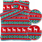 Pościel świąteczna 200x220 bawełna satynowa 3D Cotton World gruba 4 części z prześcieradłem 2415 świąteczny sweterek