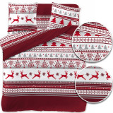 Pościel świąteczna 160x200 bawełna satynowa 3D Cotton World gruba 3 części 2413 czerwona