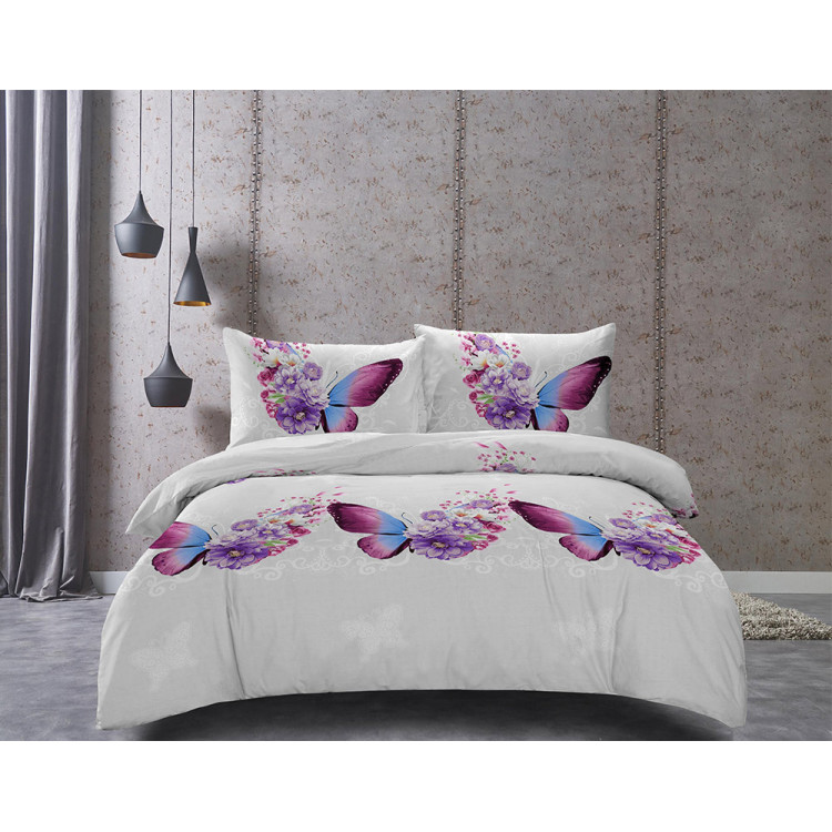 Pościel 160x200 bawełna satynowa 3D Cotton World gruba z prześcieradłem 4 części 370 motyl i kwiaty Pościel 160x200 bawełna satynowa 3D Cotton World gruba z prześcieradłem 4 części 370 motyl i kwiaty