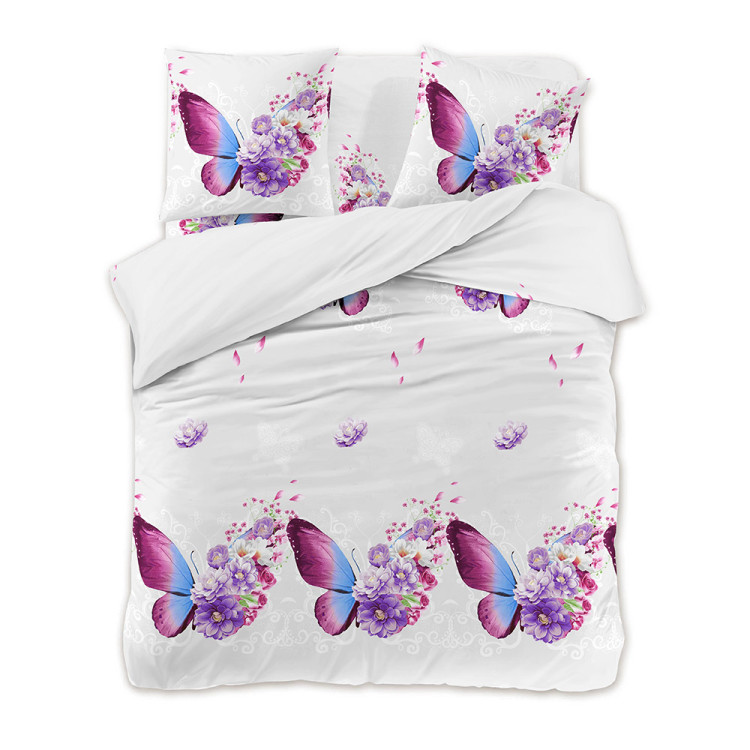 Pościel 160x200 bawełna satynowa 3D Cotton World gruba z prześcieradłem 4 części 370 motyl i kwiaty Pościel 160x200 bawełna satynowa 3D Cotton World gruba z prześcieradłem 4 części 370 motyl i kwiaty