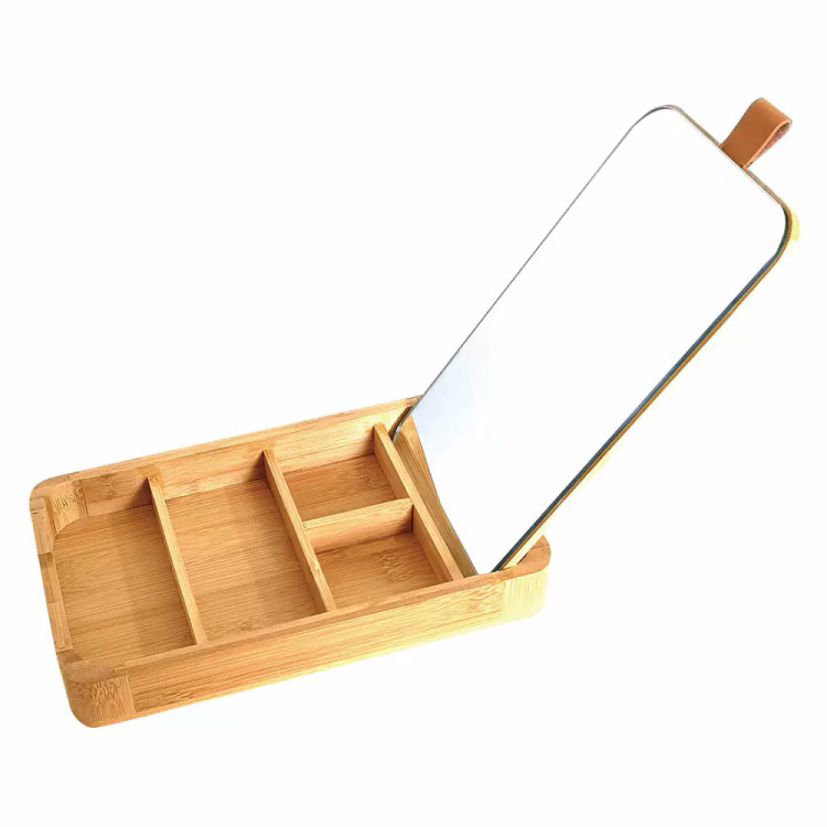 Organizer na kosmetyki bambusowy z lusterkiem KH 1695 Kinghoff