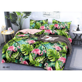 Pościel 200x220 dwustronna bawełna satynowa 3D Cotton World gruba 4 części z prześcieradłem 482 jungle