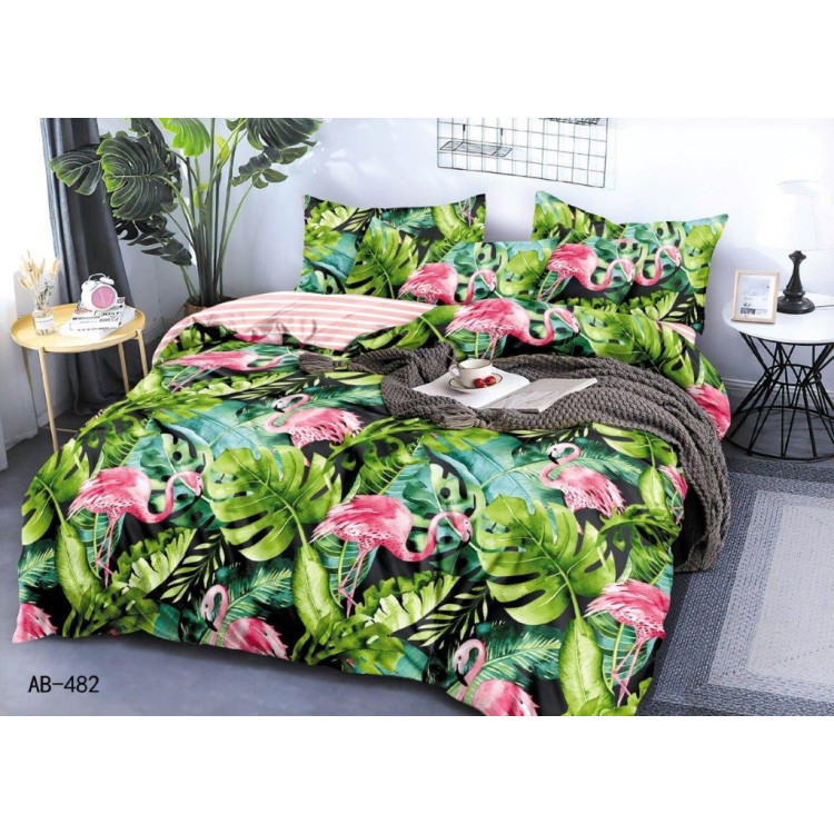 Pościel 200x220 dwustronna bawełna satynowa 3D Cotton World gruba 4 części z prześcieradłem 482 jungle