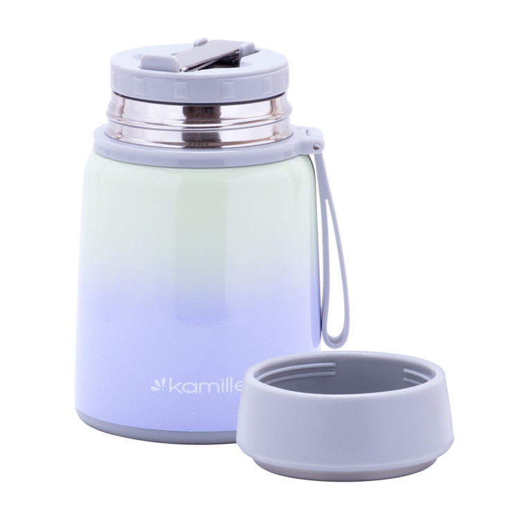 Termos obiadowy z łyżką 530ml pojemnik termiczny różowo zielony KM 2096 Kamille Termos obiadowy z łyżką 530ml pojemnik termiczny różowo zielony KM 2096 Kamille