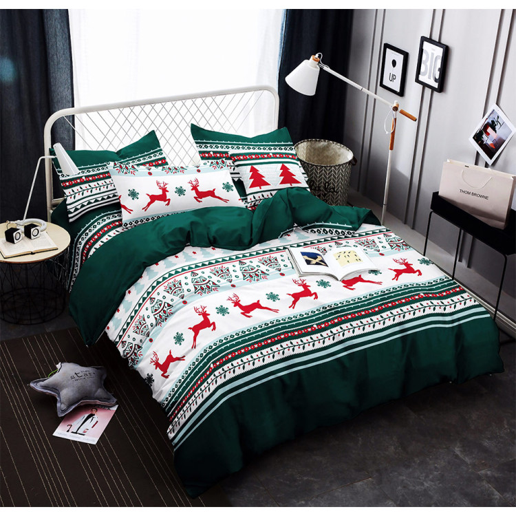 Pościel świąteczna 200x220 bawełna satynowa 3D Cotton World gruba 4 części z prześcieradłem 2412 Pościel świąteczna 200x220 bawełna satynowa 3D Cotton World gruba 4 części z prześcieradłem 2412