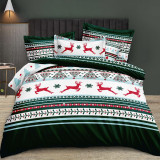 Pościel świąteczna 160x200 bawełna satynowa 3D Cotton World gruba 3 części 2412 butelkowa zieleń