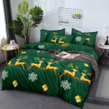 Pościel świąteczna 200x220 bawełna satynowa 3D Cotton World gruba 3 części 2414 złote renifery