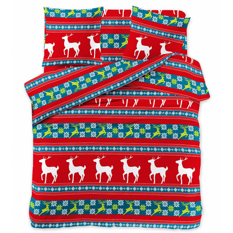 Pościel świąteczna 160x200 bawełna satynowa 3D Cotton World gruba 4 części z prześcieradłem 2415 Pościel świąteczna 160x200 bawełna satynowa 3D Cotton World gruba 4 części z prześcieradłem 2415