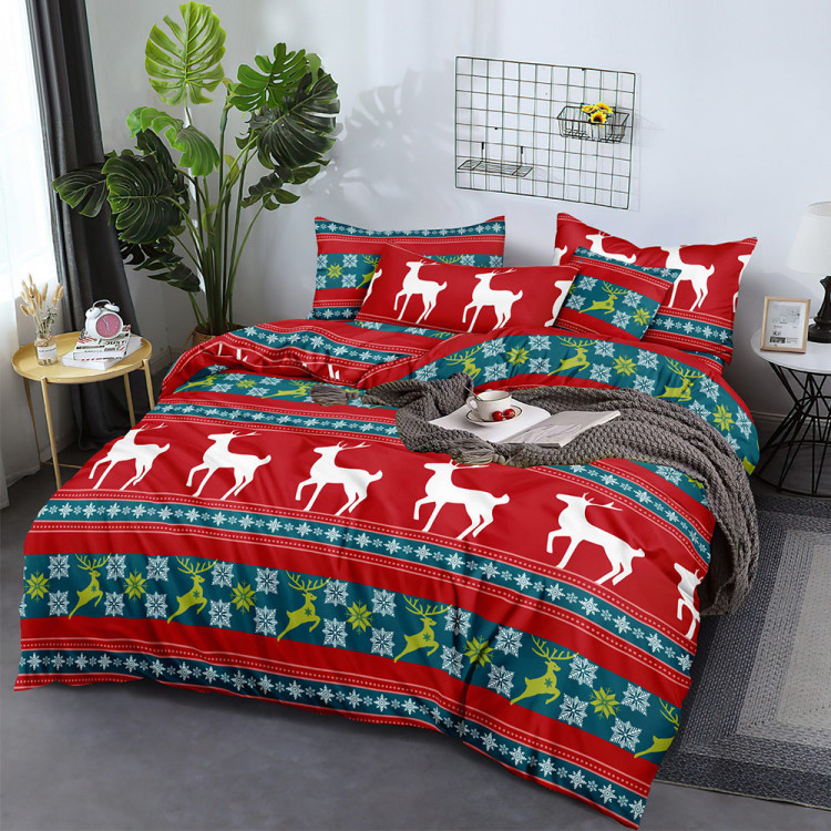 Pościel świąteczna 160x200 bawełna satynowa 3D Cotton World gruba 4 części z prześcieradłem 2415 Pościel świąteczna 160x200 bawełna satynowa 3D Cotton World gruba 4 części z prześcieradłem 2415
