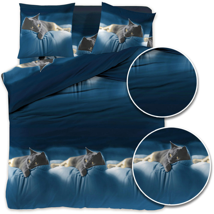 Pościel 200x220 bawełna satynowa 3D Cotton World gruba 3 części 456 kot