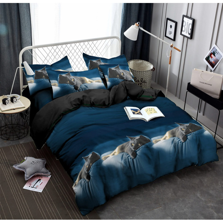 Pościel 200x220 bawełna satynowa 3D Cotton World gruba 3 części 456 kot Pościel 200x220 bawełna satynowa 3D Cotton World gruba 3 części 456 kot