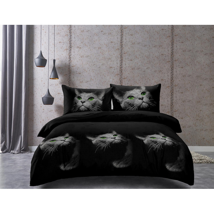 Pościel 160x200 bawełna satynowa 3D Cotton World gruba 3 części 1274 kot Pościel 160x200 bawełna satynowa 3D Cotton World gruba 3 części 1274 kot