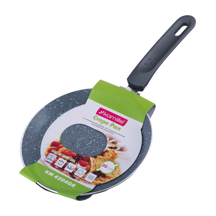 Patelnia do naleśników granitowa 20 cm szara na indukcje KM 4204GR Kamille Patelnia do naleśników granitowa 20 cm szara na indukcje KM 4204GR Kamille