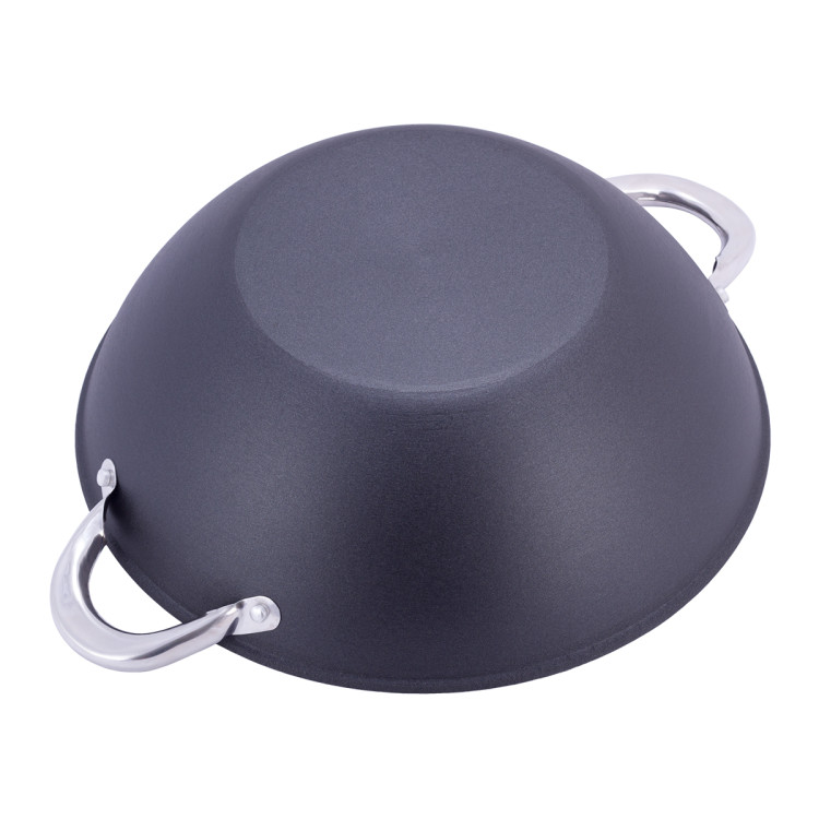 Patelnia z pokrywką wok żeliwny 32cm z pałeczkami KM 4807MR Kamille Patelnia z pokrywką wok żeliwny 32cm z pałeczkami KM 4807MR Kamille