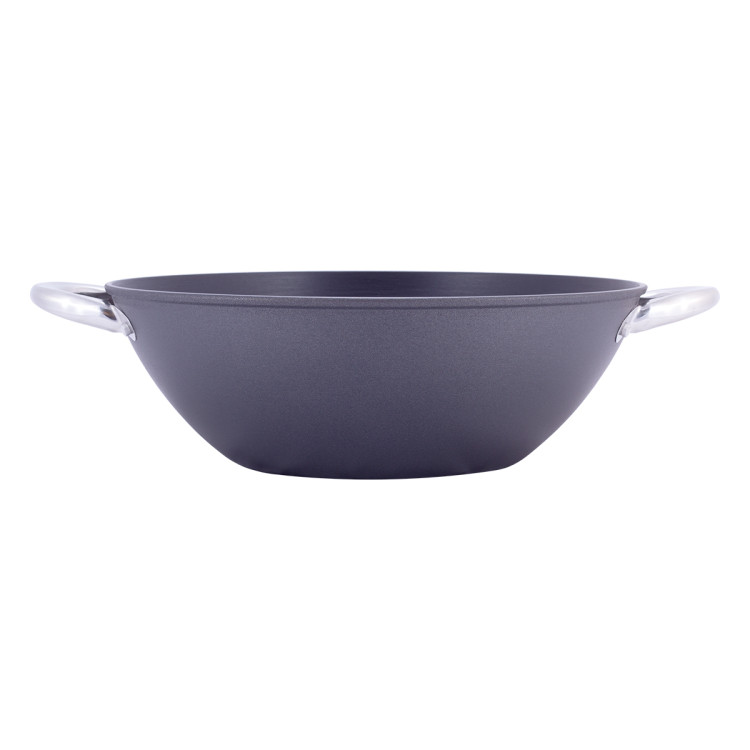 Patelnia z pokrywką wok żeliwny 32cm z pałeczkami KM 4807MR Kamille Patelnia z pokrywką wok żeliwny 32cm z pałeczkami KM 4807MR Kamille