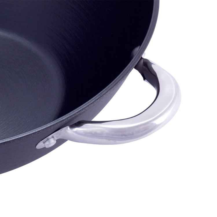 Patelnia z pokrywką wok żeliwny 32cm z pałeczkami KM 4807MR Kamille Patelnia z pokrywką wok żeliwny 32cm z pałeczkami KM 4807MR Kamille