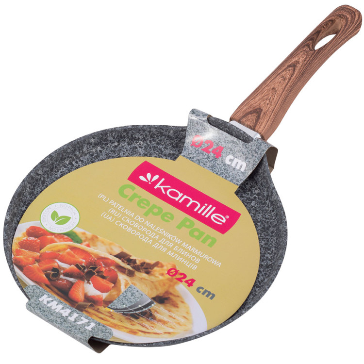 Patelnia do naleśników granitowa 24 cm szara na indukcje KM 4171 Kamille Patelnia do naleśników granitowa 24 cm szara na indukcje KM 4171 Kamille