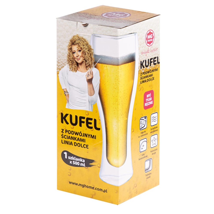 Szklanka termiczna do piwa MG Home Dolce 500 ml z podwójnymi ściankami