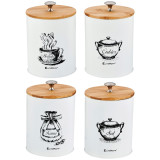 Zestaw pojemników białych na herbatę cukier kawę sól E 6047 Elitehoff