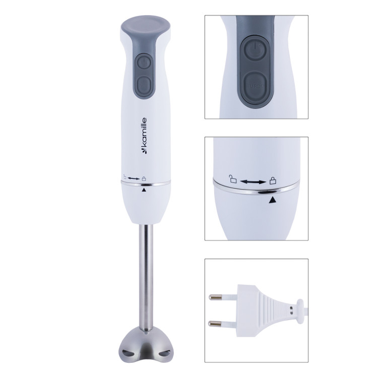 Blender ręczny biały rozdrabniacz 400W wielofunkcyjny KM 6744 Kamille Blender ręczny biały rozdrabniacz 400W wielofunkcyjny KM 6744 Kamille