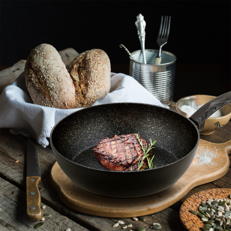 Patelnia głęboka z powłoką marmurową 32 cm WOK indukcja KM 4137 Kamille Patelnia głęboka z powłoką marmurową 32 cm WOK indukcja KM 4137 Kamille