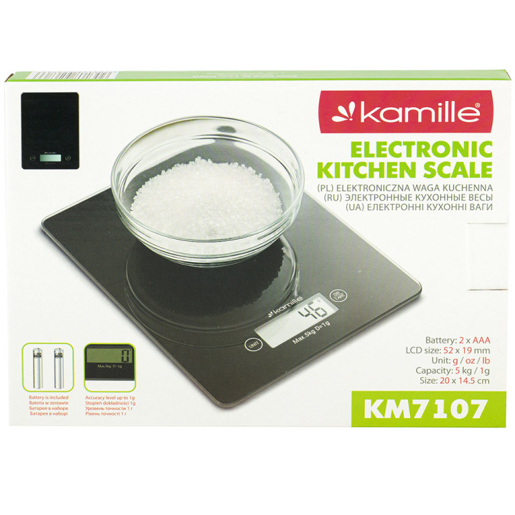 Waga kuchenna elektroniczna szklana z wyświetlaczem LCD KM 7107 Kamille Waga kuchenna elektroniczna szklana z wyświetlaczem LCD KM 7107 Kamille