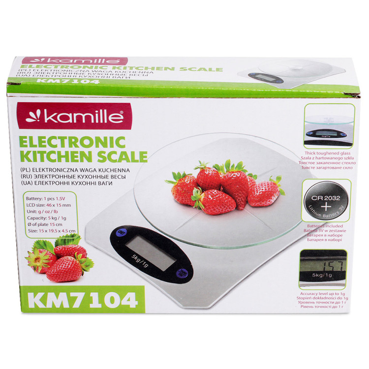 Waga kuchenna elektroniczna z wyświetlaczem LCD precyzyjna KM 7104 Kamille Waga kuchenna elektroniczna z wyświetlaczem LCD precyzyjna KM 7104 Kamille