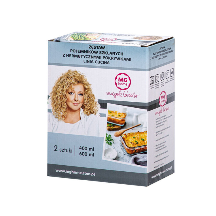 Zestaw 4 pojemników szklanych MG Home Cucina 1500/1000/600/400 ml żaroodporne Zestaw 4 pojemników szklanych MG Home Cucina 1500/1000/600/400 ml żaroodporne