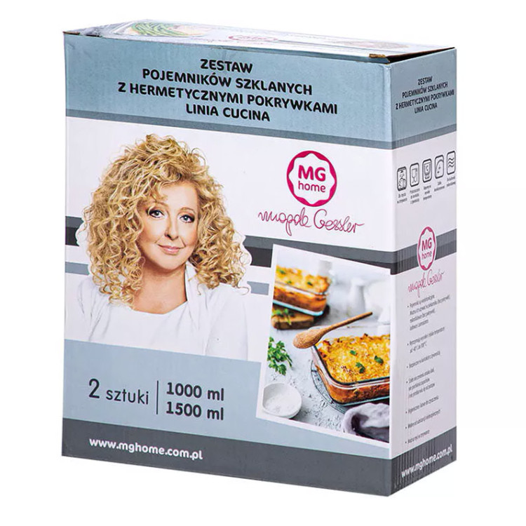 Zestaw 4 pojemników szklanych MG Home Cucina 1500/1000/600/400 ml żaroodporne Zestaw 4 pojemników szklanych MG Home Cucina 1500/1000/600/400 ml żaroodporne