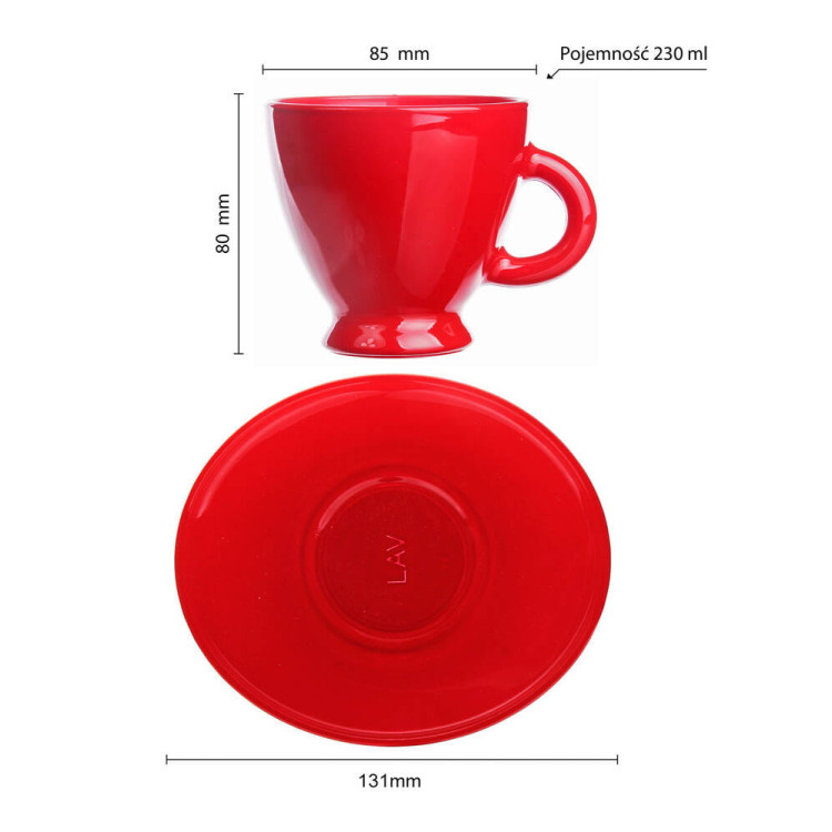Serwis kawowy na 6 osób Glasmark Roma zestaw 6 czerwonych filiżanek ze spodkami + łyżeczki Serwis kawowy na 6 osób Glasmark Roma zestaw 6 czerwonych filiżanek ze spodkami + łyżeczki