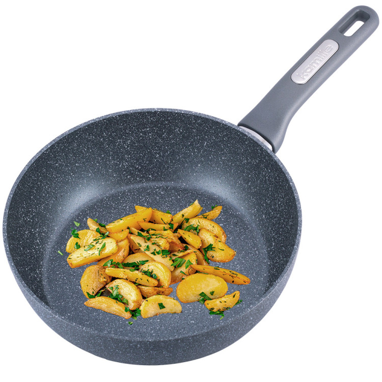 Patelnia głęboka z powłoką granitowa duża 26 cm WOK indukcja KM 4293GR Kamille Patelnia głęboka z powłoką granitowa duża 26 cm WOK indukcja KM 4293GR Kamille