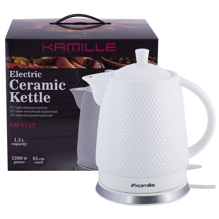 Czajnik elektryczny 1200W biały ceramiczny 1.5 L KM 1725 Kamille Czajnik elektryczny 1200W biały ceramiczny 1.5 L KM 1725 Kamille