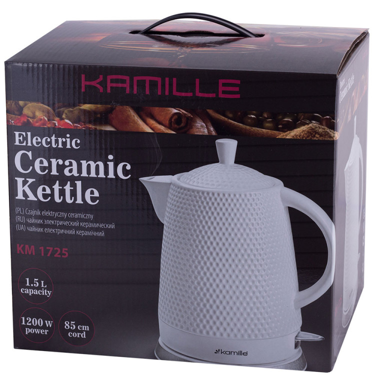 Czajnik elektryczny 1200W biały ceramiczny 1.5 L KM 1725 Kamille Czajnik elektryczny 1200W biały ceramiczny 1.5 L KM 1725 Kamille