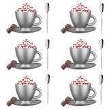 Serwis kawowy na 6 osób Glasmark Roma zestaw 6 srebrnych filiżanek ze spodkami + łyżeczki