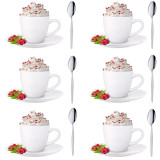 Serwis kawowy biały na 6 osób Glasmark Bruno zestaw 6 filiżanek ze spodkami + łyżeczki