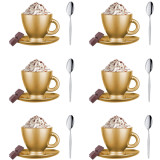 Serwis kawowy na 6 osób Glasmark Roma zestaw 6 złotych filiżanek ze spodkami + łyżeczki
