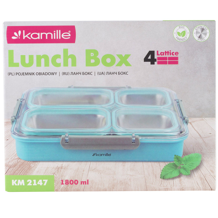 Pojemnik obiadowy z pokrywką 1800ml do przechowywania żywności niebieski lunchbox KM 2147 Kamille Pojemnik obiadowy z pokrywką 1800ml do przechowywania żywności niebieski lunchbox KM 2147 Kamille