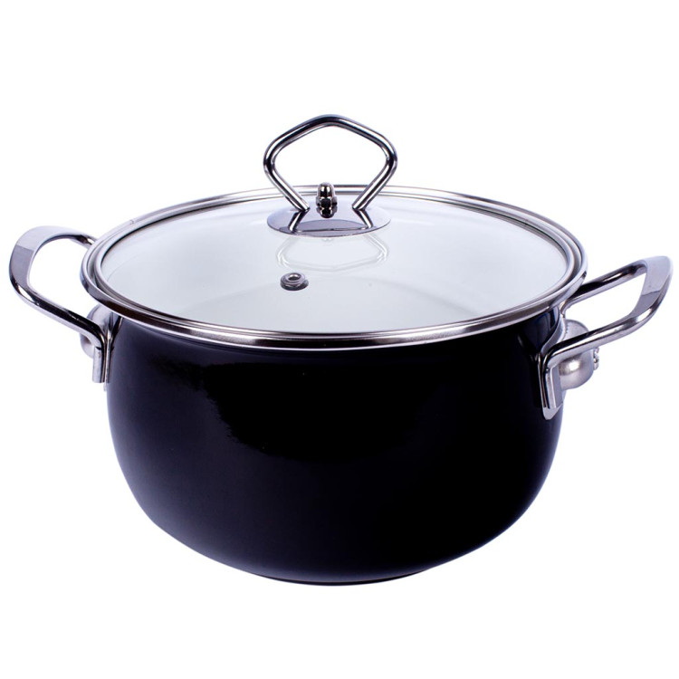 Garnki emaliowane MG Home Rustico na gaz i indukcję 2.4/3.0/4.0 l czarne Garnki emaliowane MG Home Rustico na gaz i indukcję 2.4/3.0/4.0 l czarne