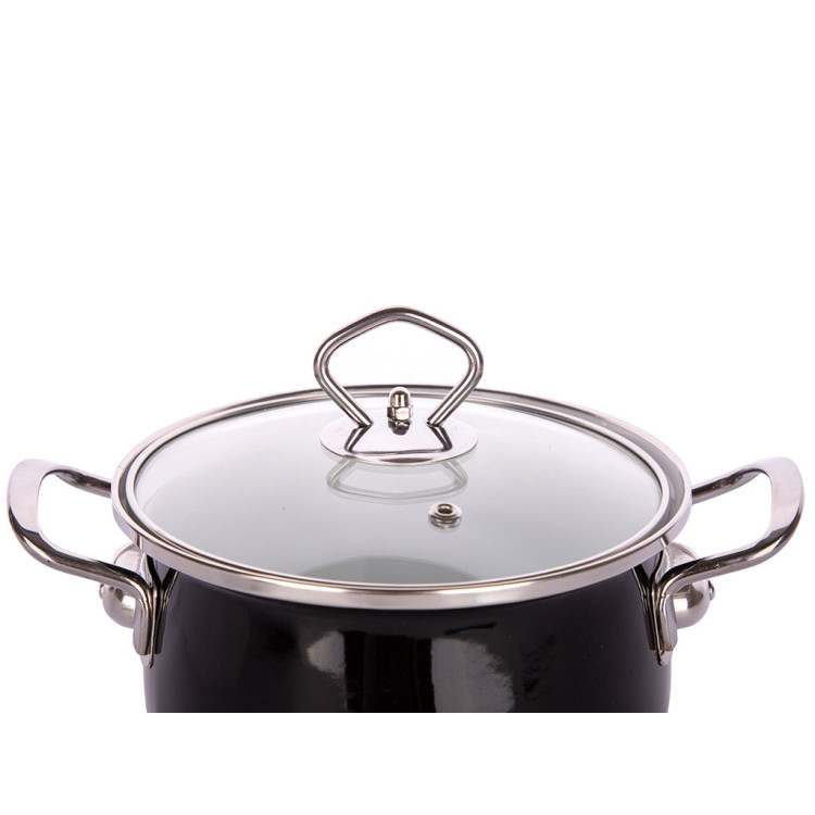 Garnki emaliowane MG Home Rustico na gaz i indukcję 2.4/3.0/4.0 l czarne Garnki emaliowane MG Home Rustico na gaz i indukcję 2.4/3.0/4.0 l czarne