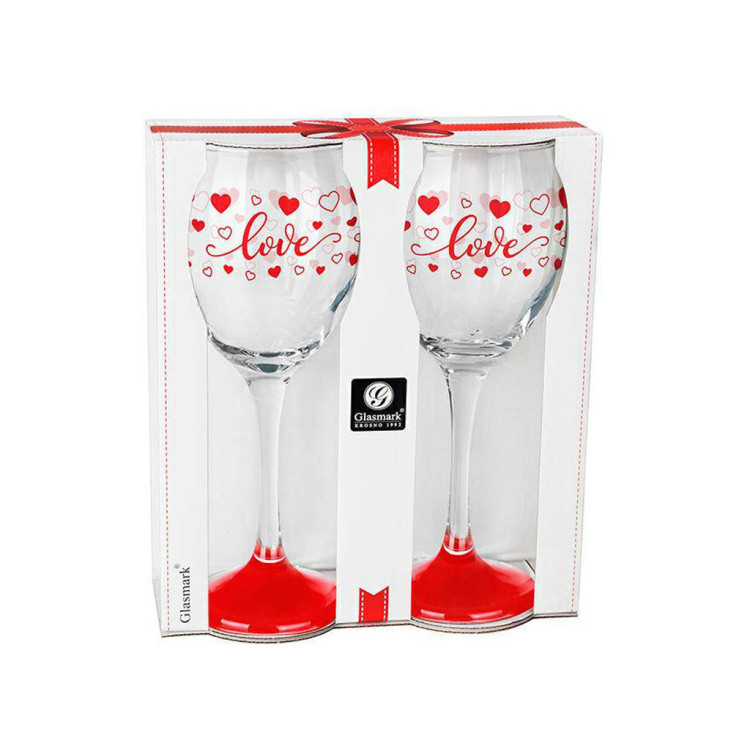 Kieliszki do wina 300 ml na walentynki Glasmark komplet 2 szt Love Kieliszki do wina 300 ml na walentynki Glasmark komplet 2 szt Love