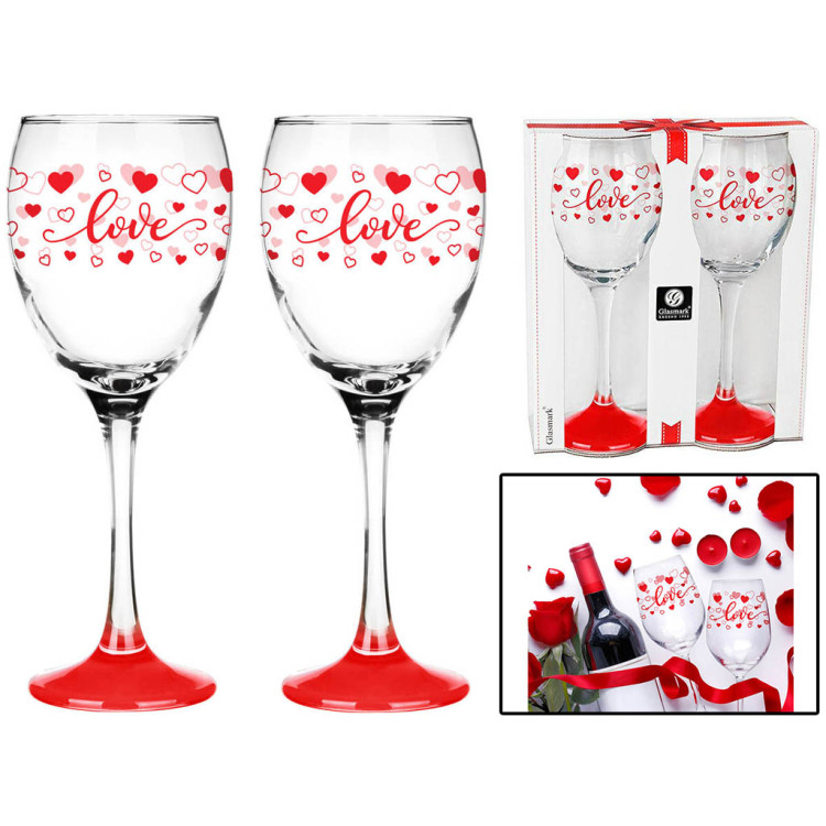 Kieliszki do wina 300 ml na walentynki Glasmark komplet 2 szt Love