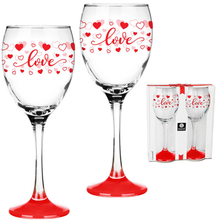 Kieliszki do wina 300 ml na walentynki Glasmark komplet 2 szt Love Kieliszki do wina 300 ml na walentynki Glasmark komplet 2 szt Love