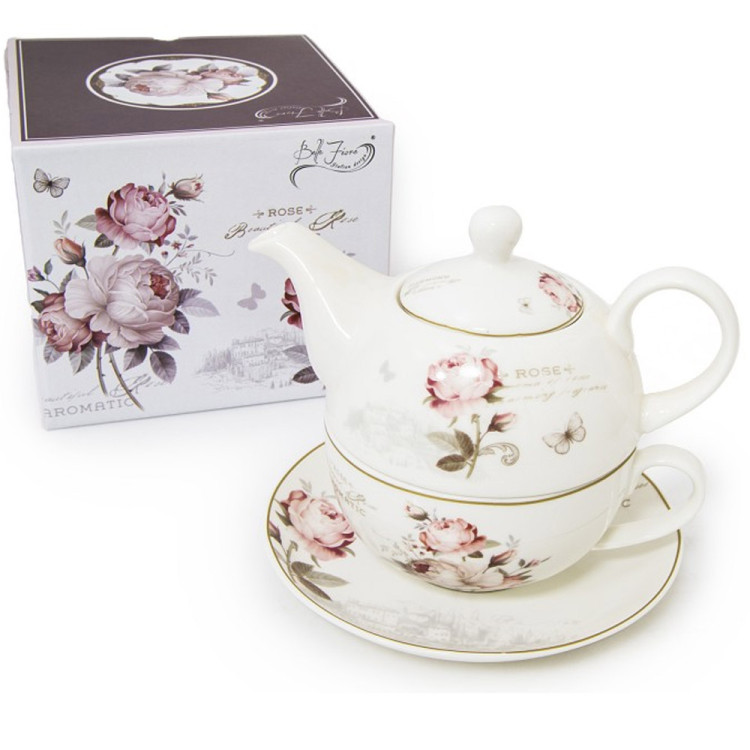 Dzbanek 1L z filiżanka porcelanowa róże TR 35917 Tragar