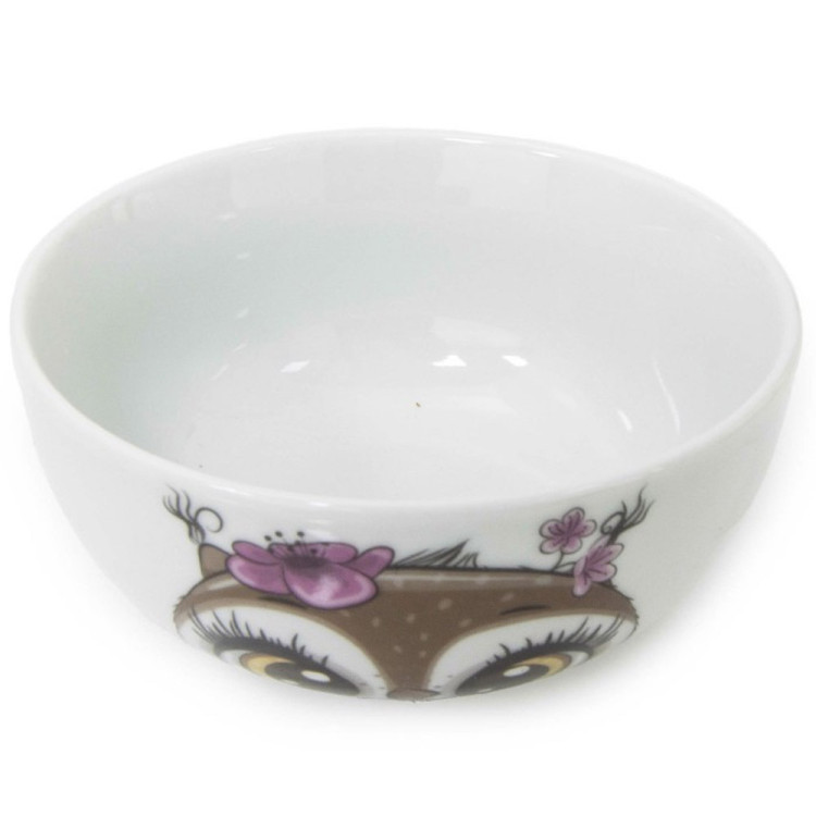 Porcelana obiadowa dziecięca kubek salaterka 2 EL wzór sowa komplet Porcelana obiadowa dziecięca kubek salaterka 2 EL wzór sowa komplet
