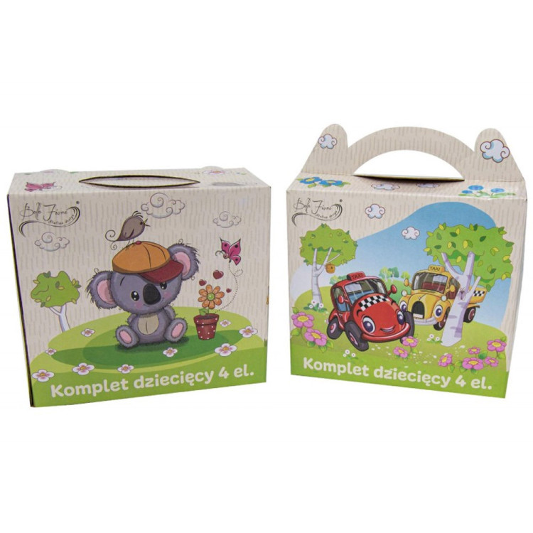 Porcelana obiadowa dziecięca kubek salaterka 4 EL wzór koala komplet