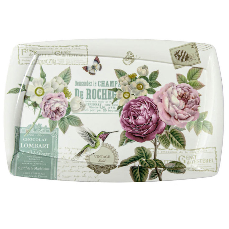 Tacka kuchenna plastikowa prostokątna 43x28 cm wzór róża Tragar