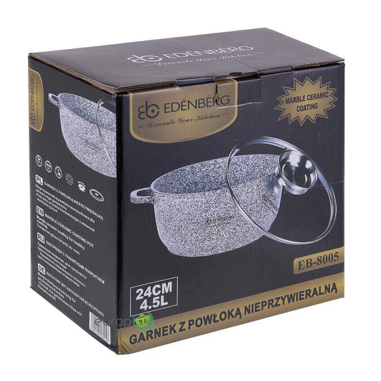 Garnek marmurowy 6.8L z pokrywką Klausberg 7524 na indukcję 28 cm