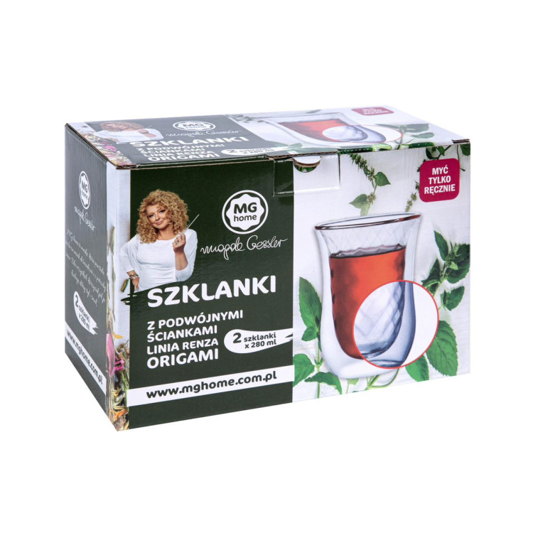 Szklanki termiczne 280 ml pucharki Renza Origami komplet 2 szt MG Home