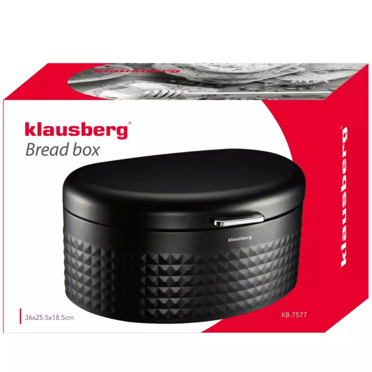 Chlebak metalowy Klausberg KB 7577 pojemnik na pieczywo czarny diament